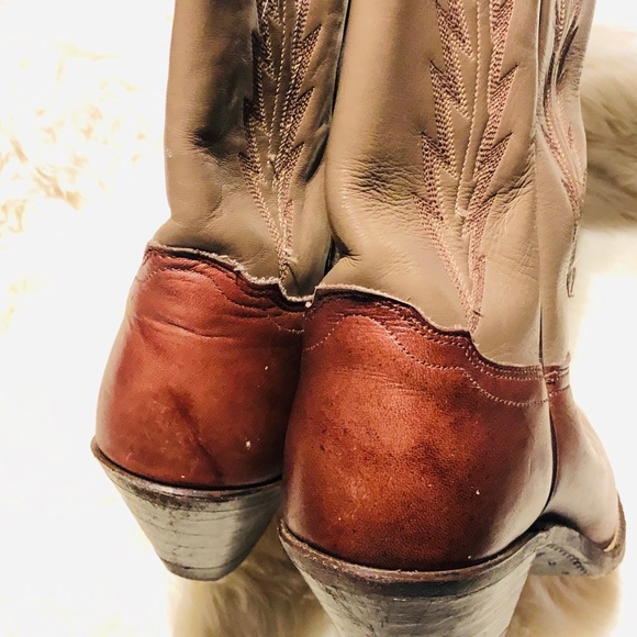 Brown and tan leather boots main image 4